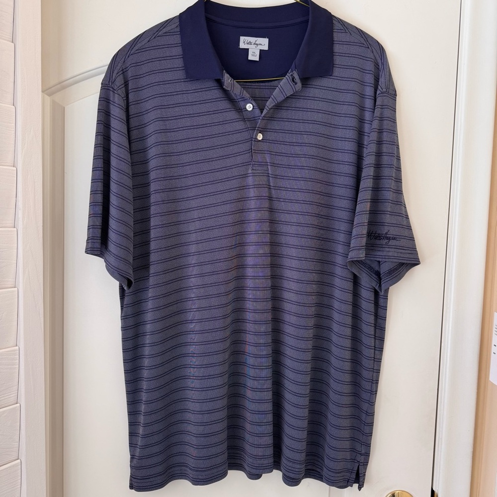 Walter Hagen Navy Striped Short Sleeves Polo Shirt Mens XXL